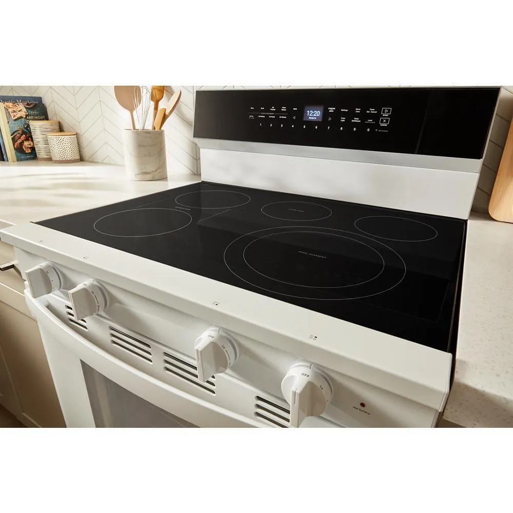 Whirlpool WFES7530RW 30-Inch Smart Electric Smart Range With Air Cooking Technology. No Preheat Air Fry. High Speed Preheat Oven. Wipeclean&#8482; Coating. And Steam/Self Clean