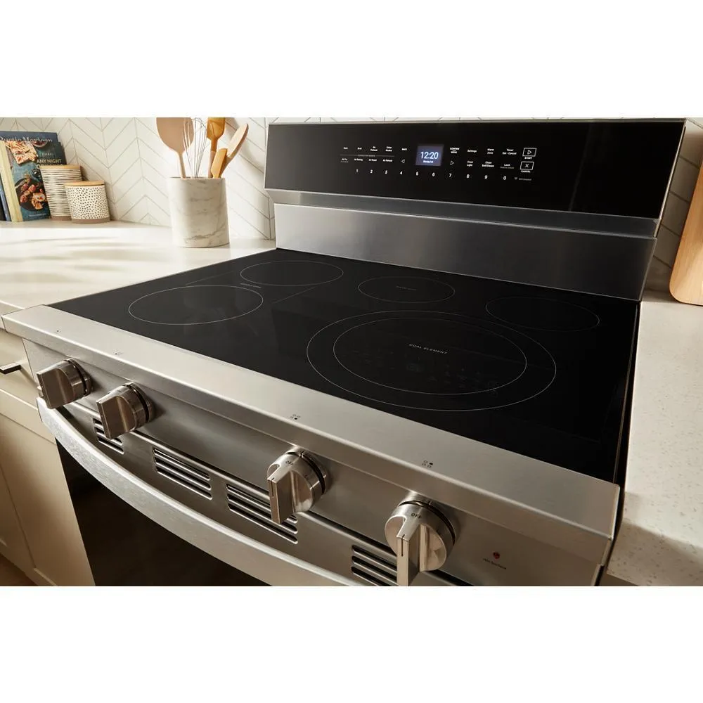 Whirlpool WFES7530RZ 30-Inch Smart Electric Smart Range With Air Cooking Technology. No Preheat Air Fry. High Speed Preheat Oven. Wipeclean&#8482; Coating. And Steam/Self Clean