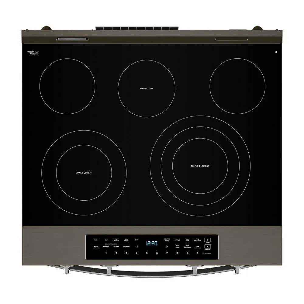 Whirlpool WSES7530RV 30-Inch Smart Slide In Electric Range With Air Cooking Technology. No Preheat Air Fry. Wipeclean&#8482; Coating. Steam/Self Clean And High Speed Preheat