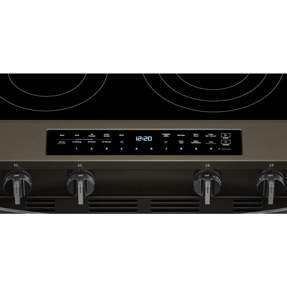 Whirlpool WSES7530RV 30-Inch Smart Slide In Electric Range With Air Cooking Technology. No Preheat Air Fry. Wipeclean&#8482; Coating. Steam/Self Clean And High Speed Preheat