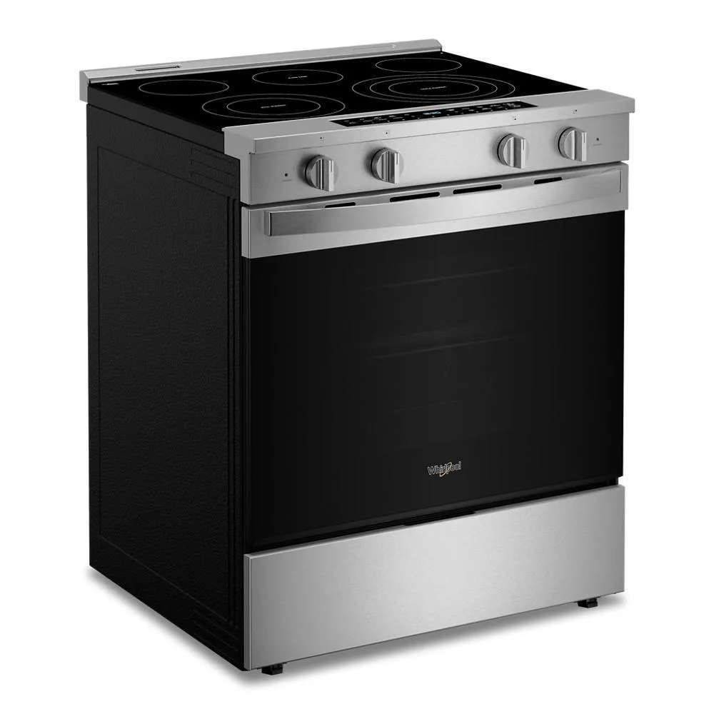 Whirlpool WSES7530RZ 30-Inch Smart Slide In Electric Range With Air Cooking Technology. No Preheat Air Fry. Wipeclean&#8482; Coating. Steam/Self Clean And High Speed Preheat