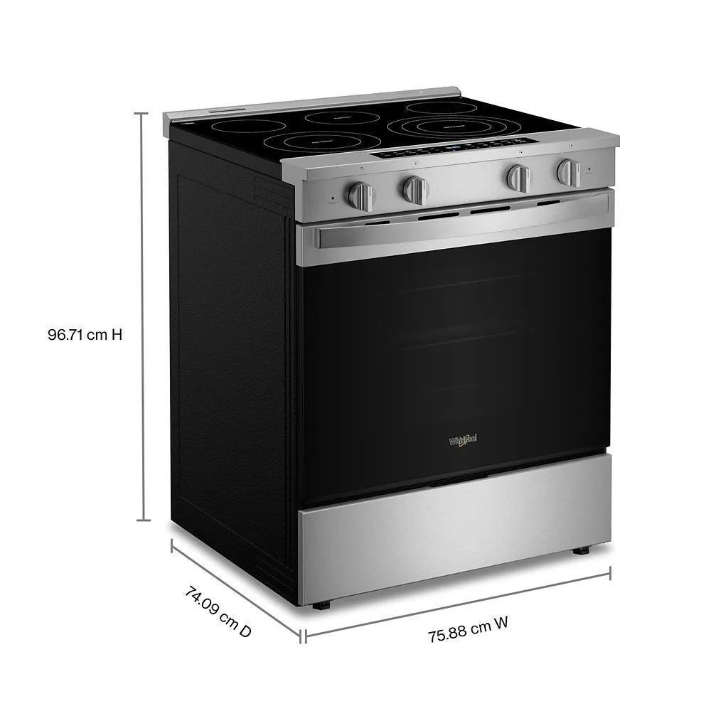 Whirlpool WSES7530RZ 30-Inch Smart Slide In Electric Range With Air Cooking Technology. No Preheat Air Fry. Wipeclean&#8482; Coating. Steam/Self Clean And High Speed Preheat