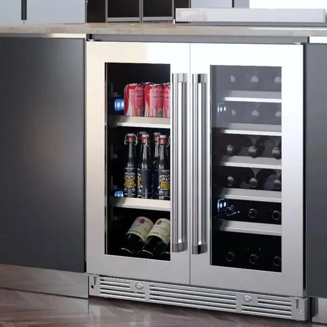 Xo Appliance XOU30BWDDGBS 30 Beverage/Wine Double Door Black Ss & Glass