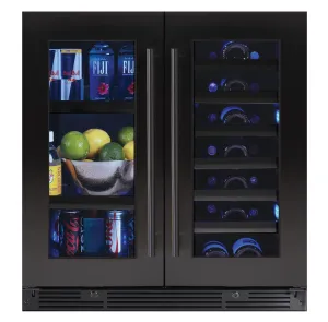 Xo Appliance XOU30BWDDGBS 30 Beverage/Wine Double Door Black Ss & Glass