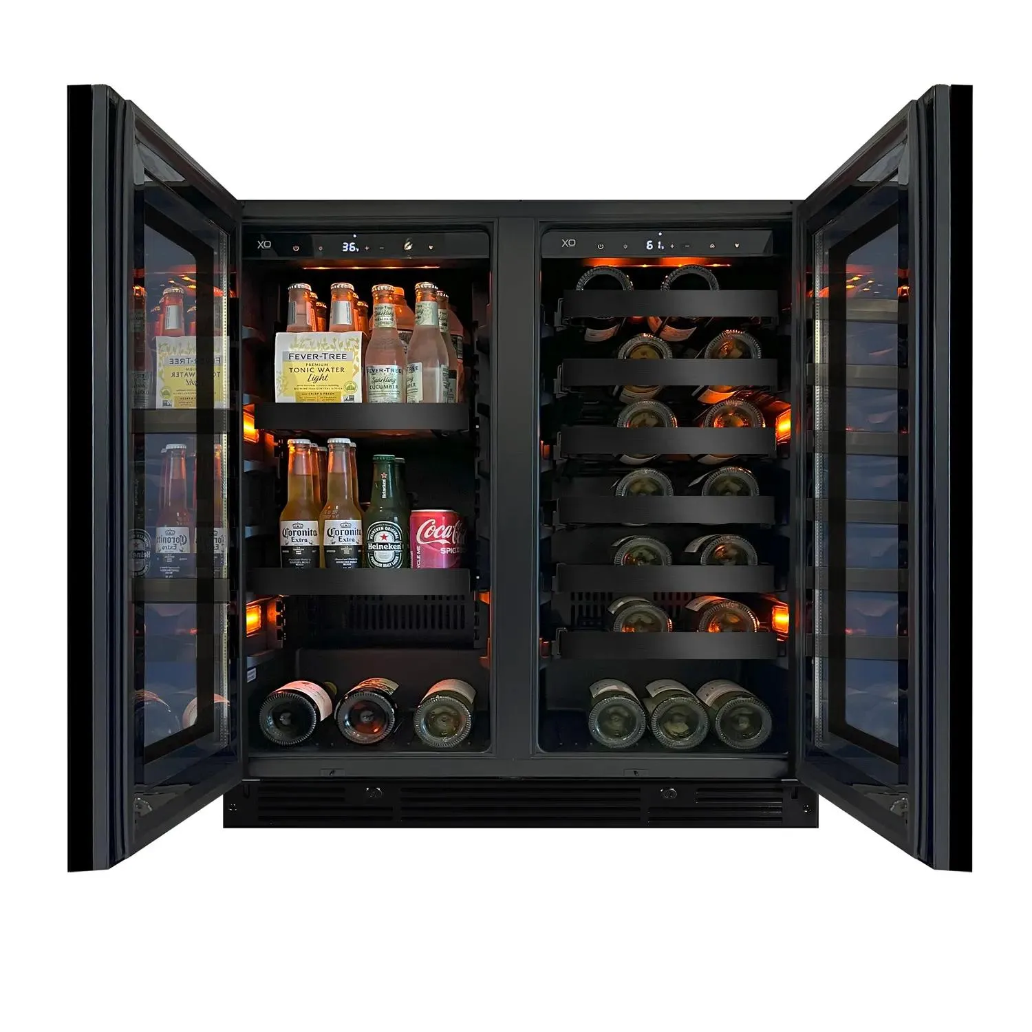 Xo Appliance XOU30BWDDGBS 30 Beverage/Wine Double Door Black Ss & Glass